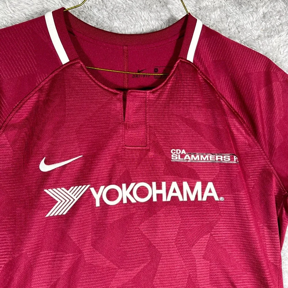 CDA Slammers FC Jersey Womens Medium Maroon Nike Soccer Yokohama Bina #9 Dri Fit